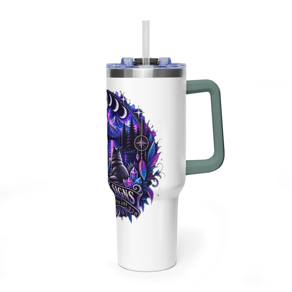 40oz Vacuum Tumbler – 'Trust the Signs' Moonlit Forest Design