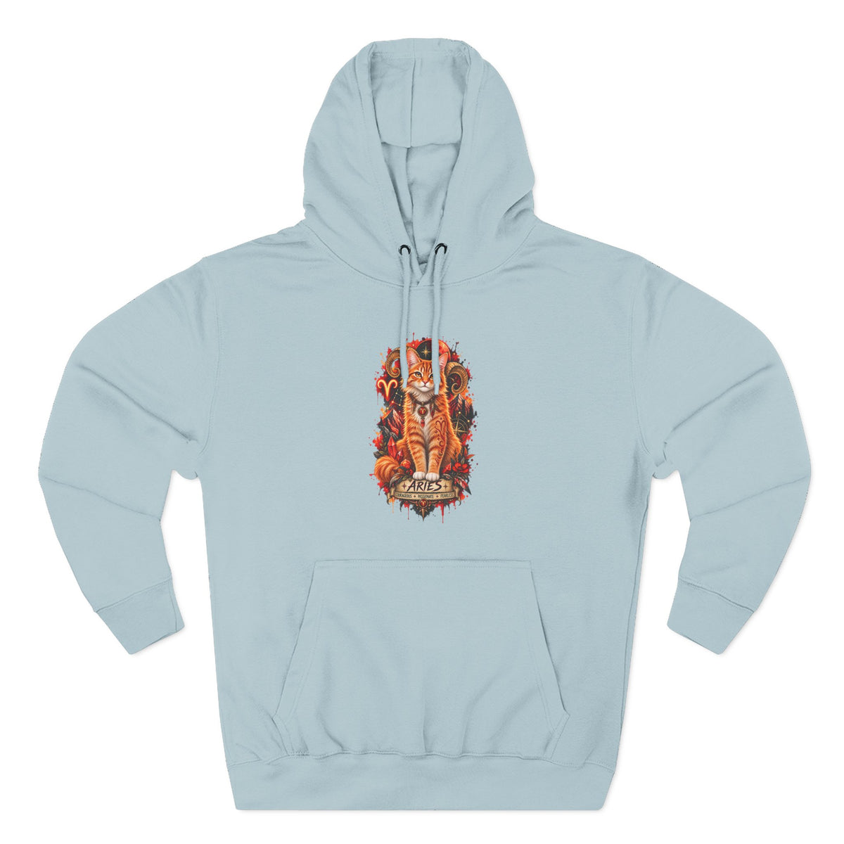 Aries Tabby Cat Zodiac Hoodie — Zodiac Constellation Graphic Fleece Pullover