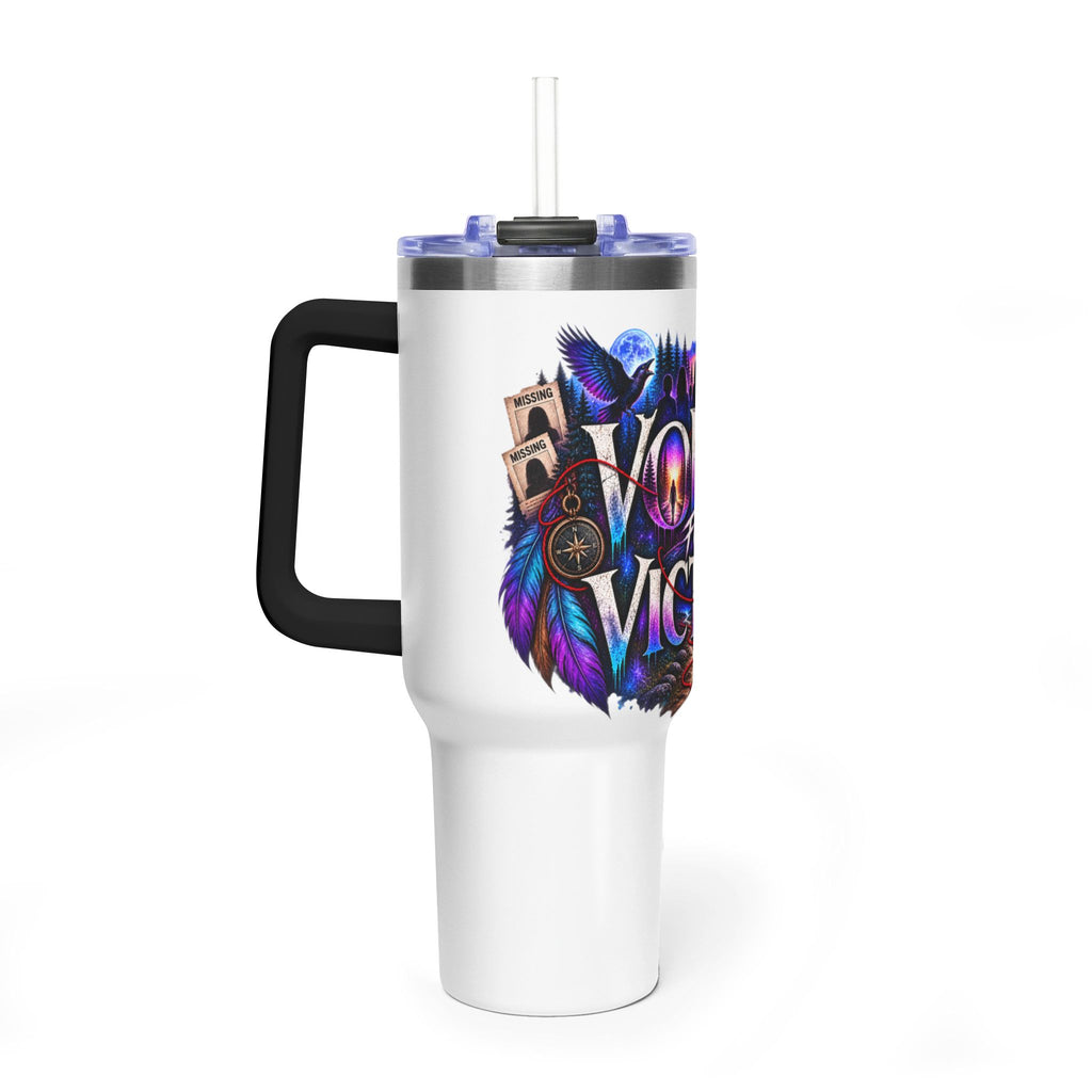 40oz Vacuum Tumbler - "Voices for Victims" Purple Feather Design