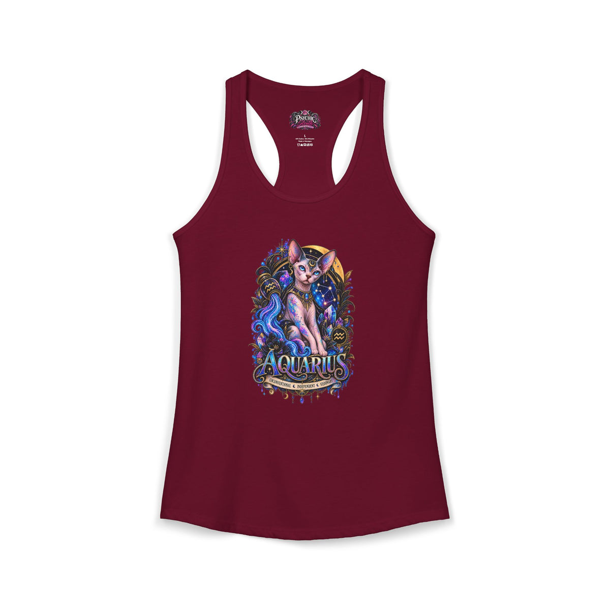 Aquarius Sphynx Cat Zodiac Tank- Celestial Astrology Cat Lover Tank