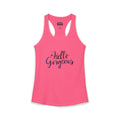 Hello Gorgeous Black and purple Racerback Tank