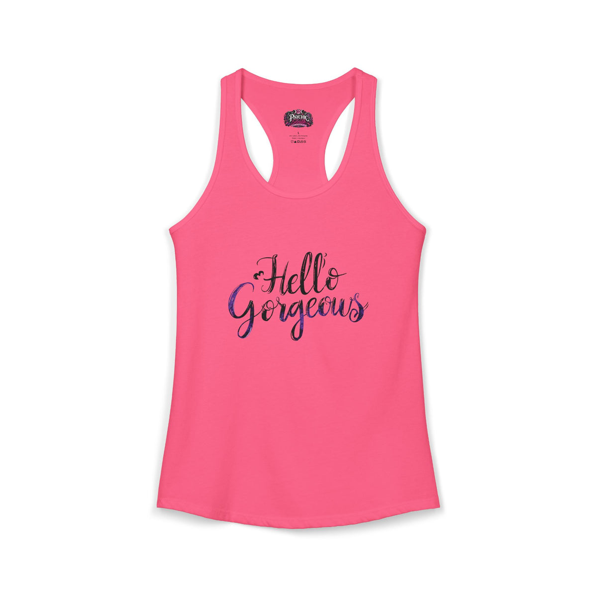 Hello Gorgeous Black and purple Racerback Tank