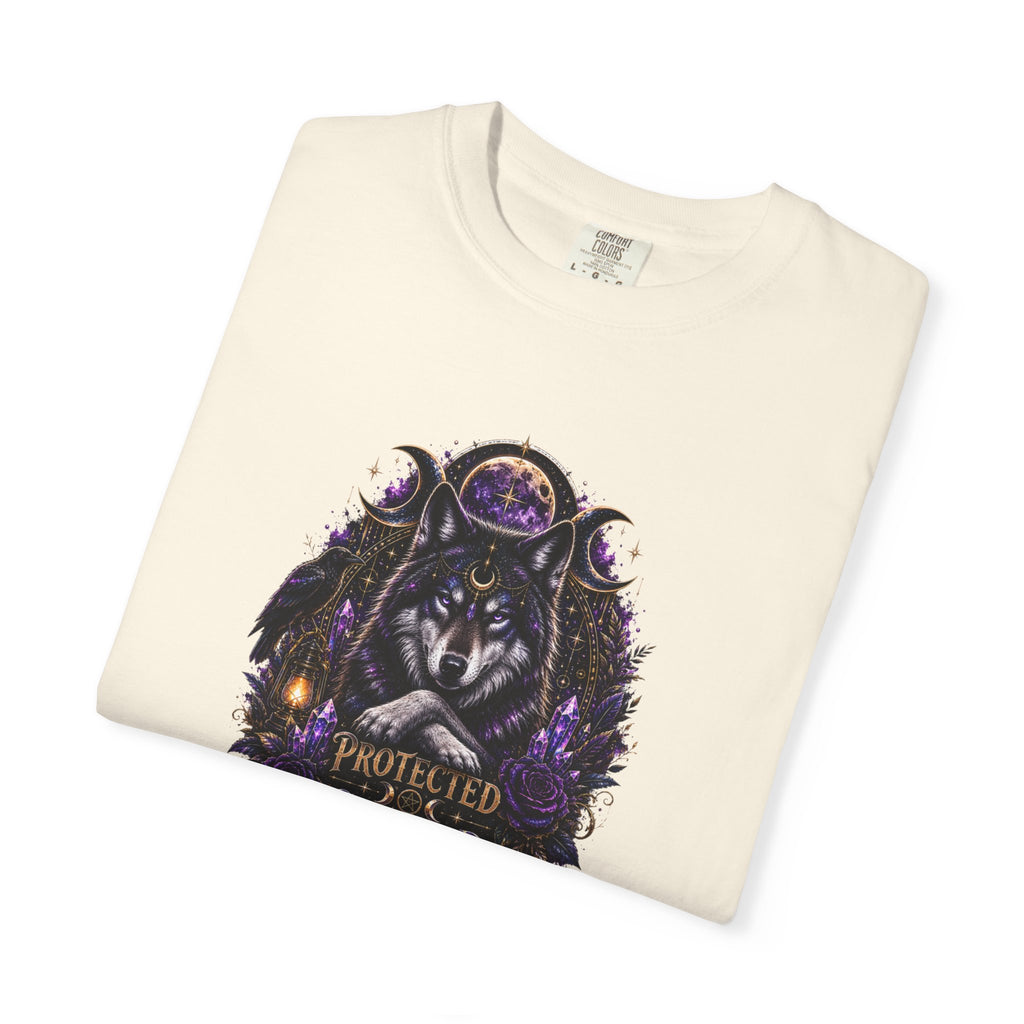 Protector Wolf T-Shirt — "Protected, Guided, Unfuckwithable" Spiritual Graphic Tee