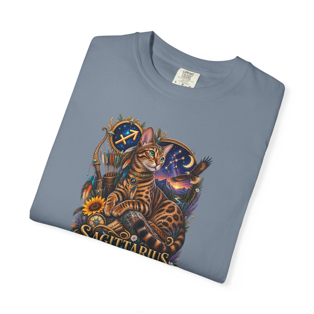 Sagittarius Zodiac Bengal Cat T-Shirt — Astrological Archer Horoscope Tee