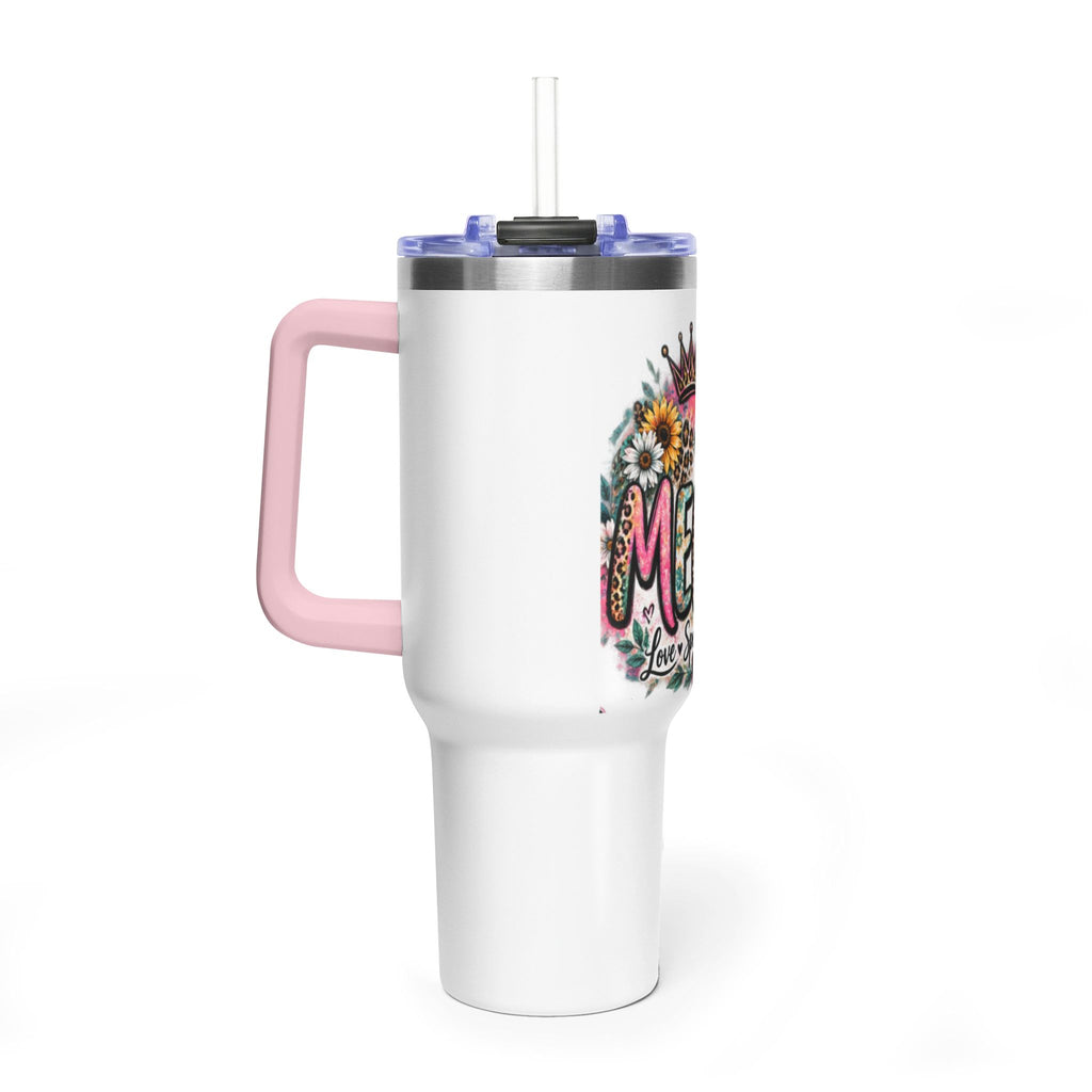 40oz Mama Tumbler – Floral Crown, Butterfly & 'Mama' Design Vacuum Thermal Mug