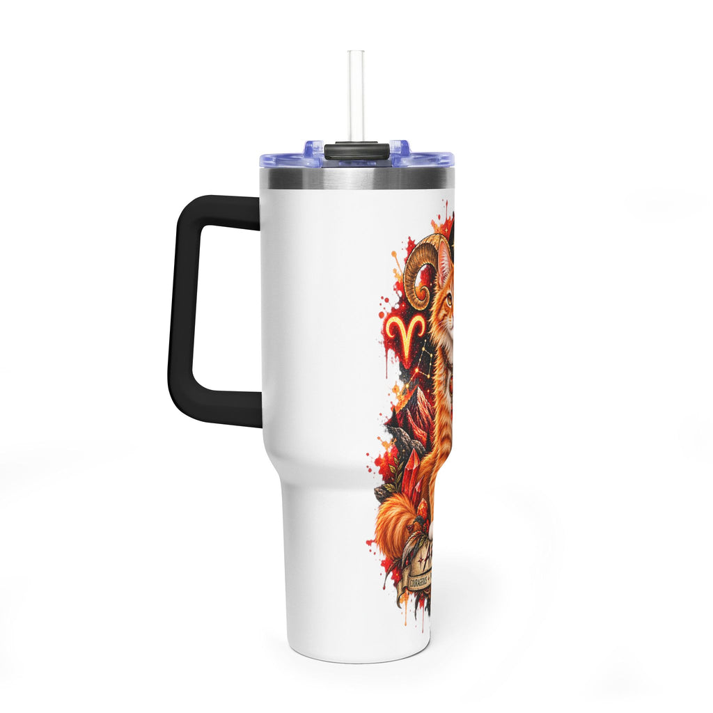 Aries Orange Tabby Cat Zodiac 40oz Tumbler – Astrological Stainless Travel Cup