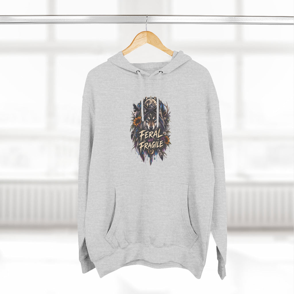 Feral not Fragile Wolf Graphic Hoodie — Wildlife-Inspired Comfort Pullover