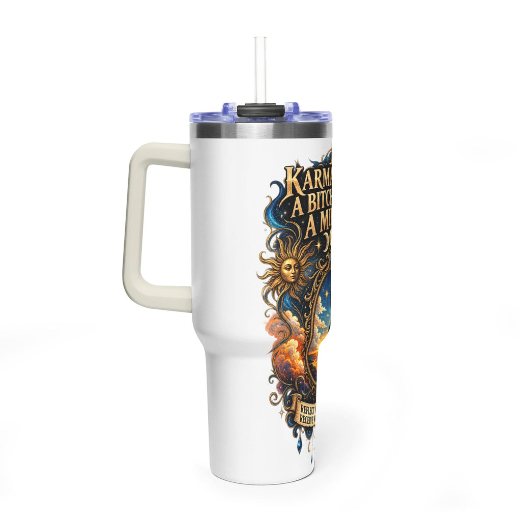 Karma Mirror 40oz Vacuum Tumbler – Celestial Sun & Moon Thermal Cup