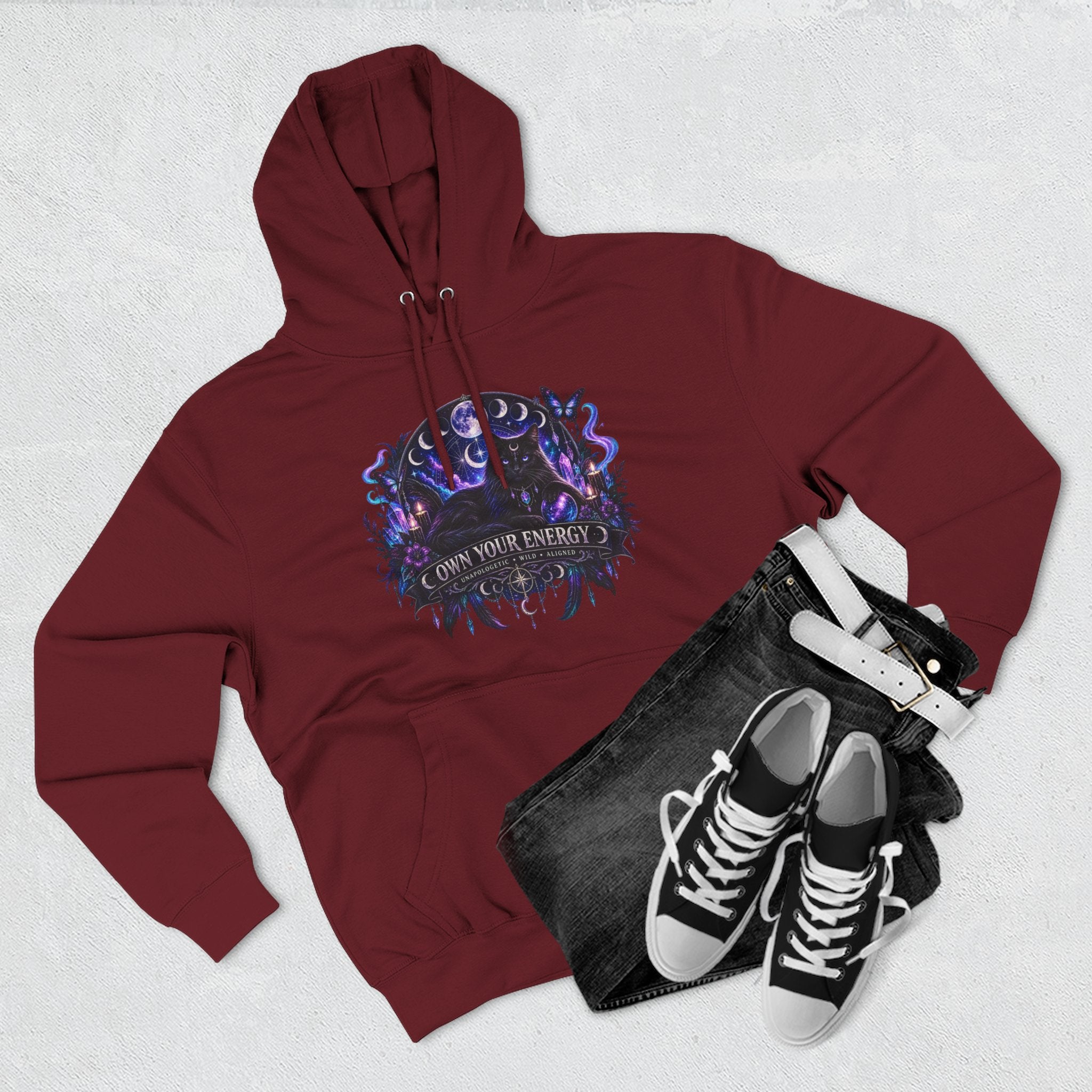 Mystical Black Cat Fleece Hoodie