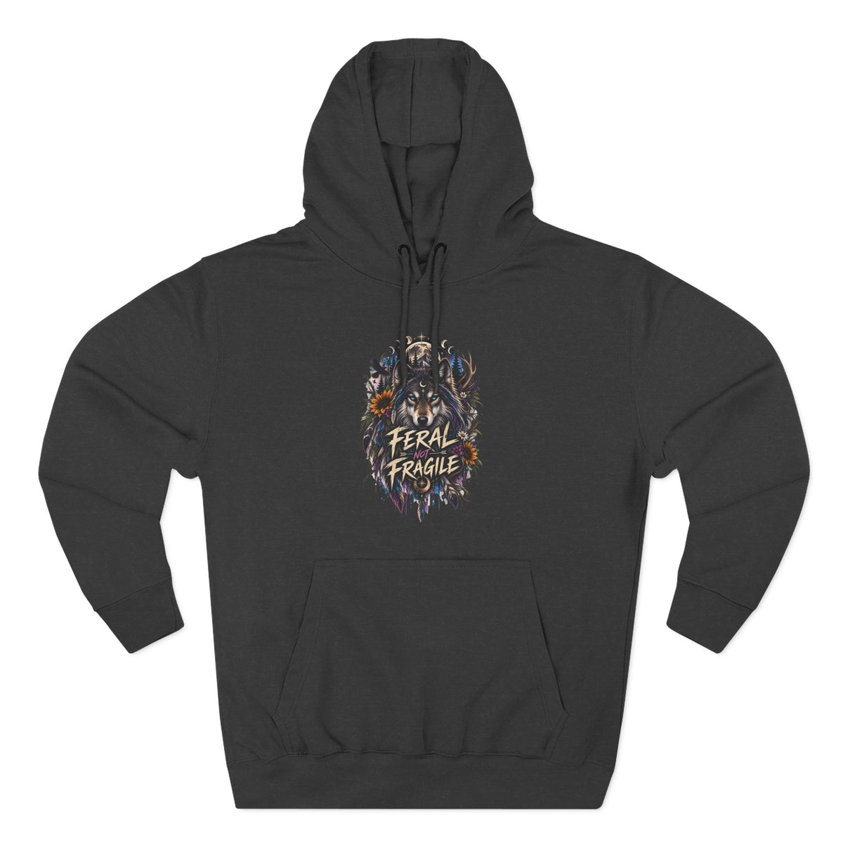 Feral not Fragile Wolf Graphic Hoodie — Wildlife-Inspired Comfort Pullover