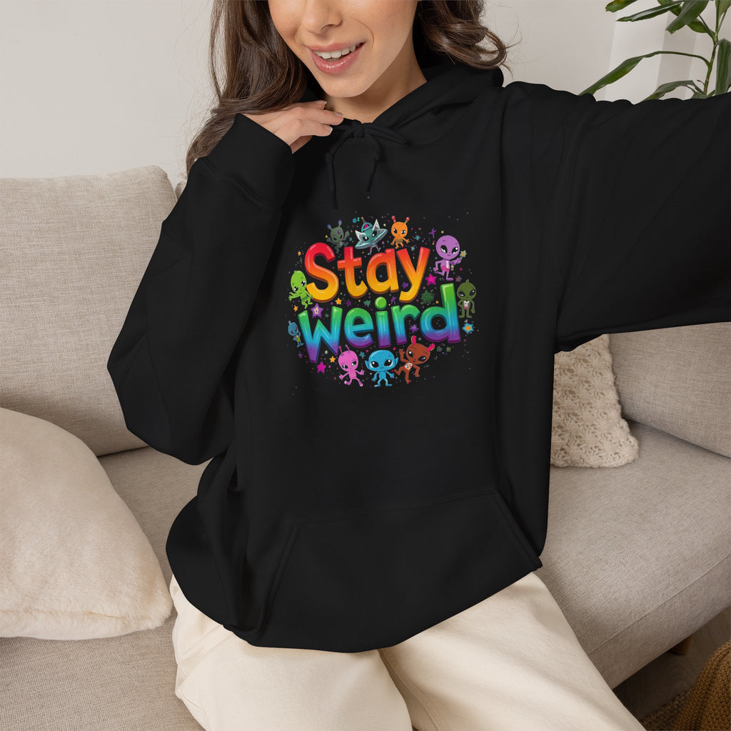Stay Weird Hoodie — Colorful Rainbow Graphic Pullover