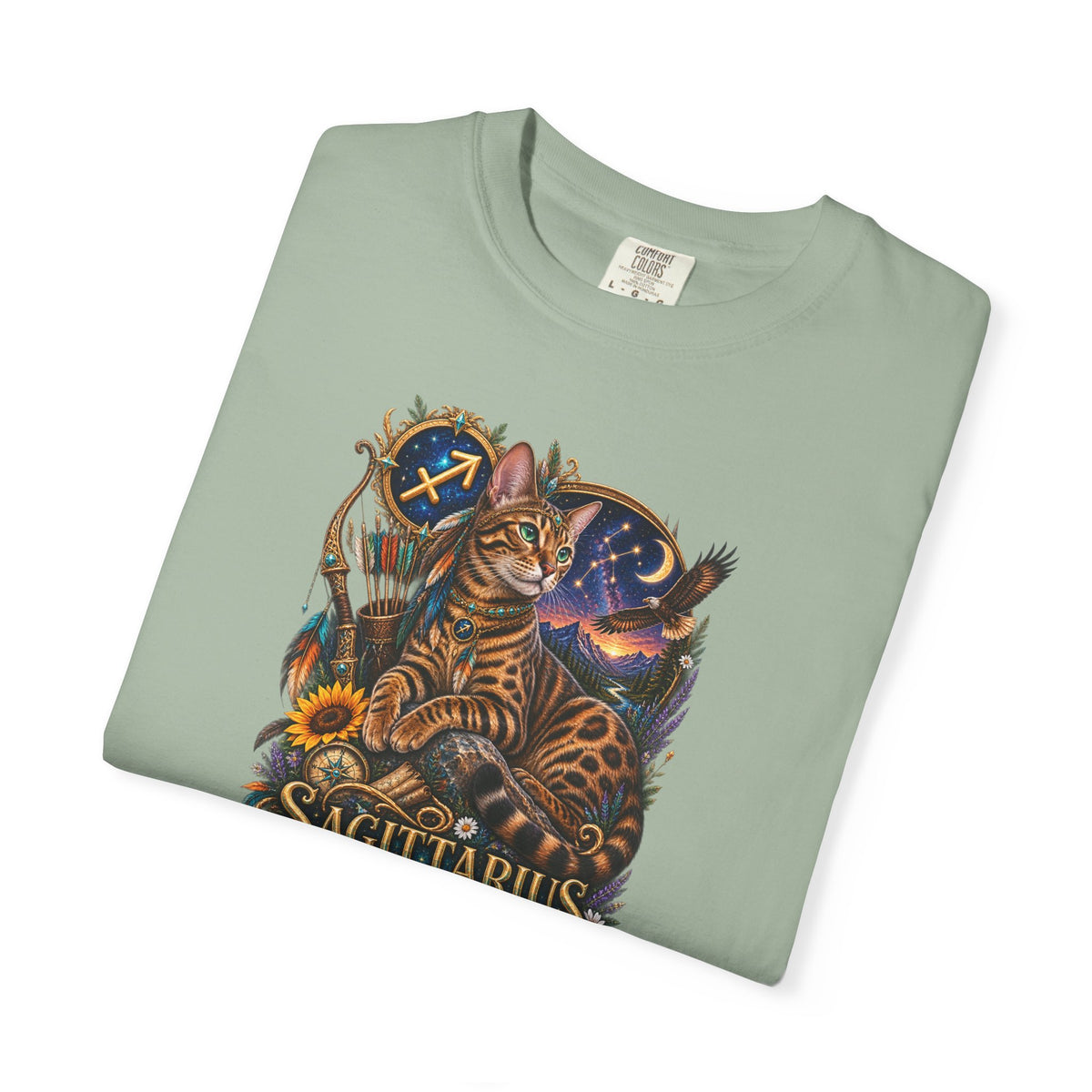Sagittarius Zodiac Bengal Cat T-Shirt — Astrological Archer Horoscope Tee