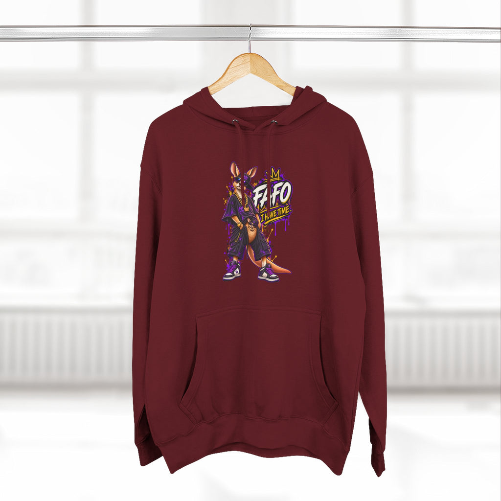 Streetstyle Kangaroo Graphic Hoodie — "FAFO" Retro Character Pullover
