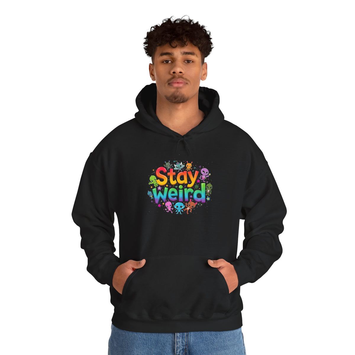 Stay Weird Hoodie — Colorful Rainbow Graphic Pullover