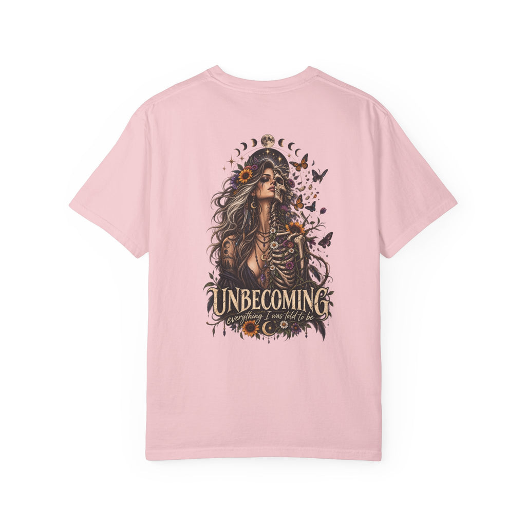 Unbecoming Gothic Moon T‑Shirt — Witchy Skeleton Art Tee