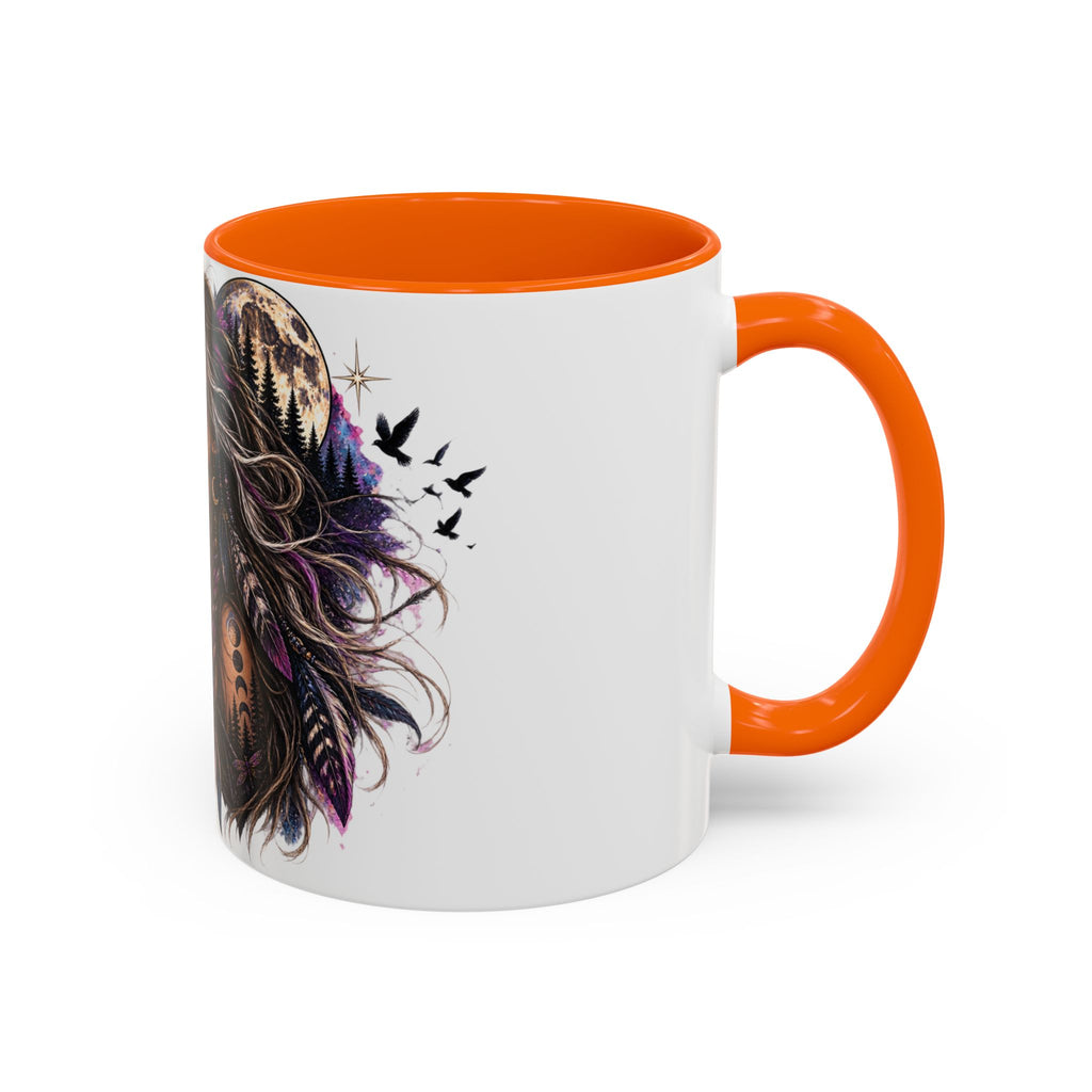 Feral Not Fragile Accent Coffee Mug — Wolf Goddess 11oz/15oz