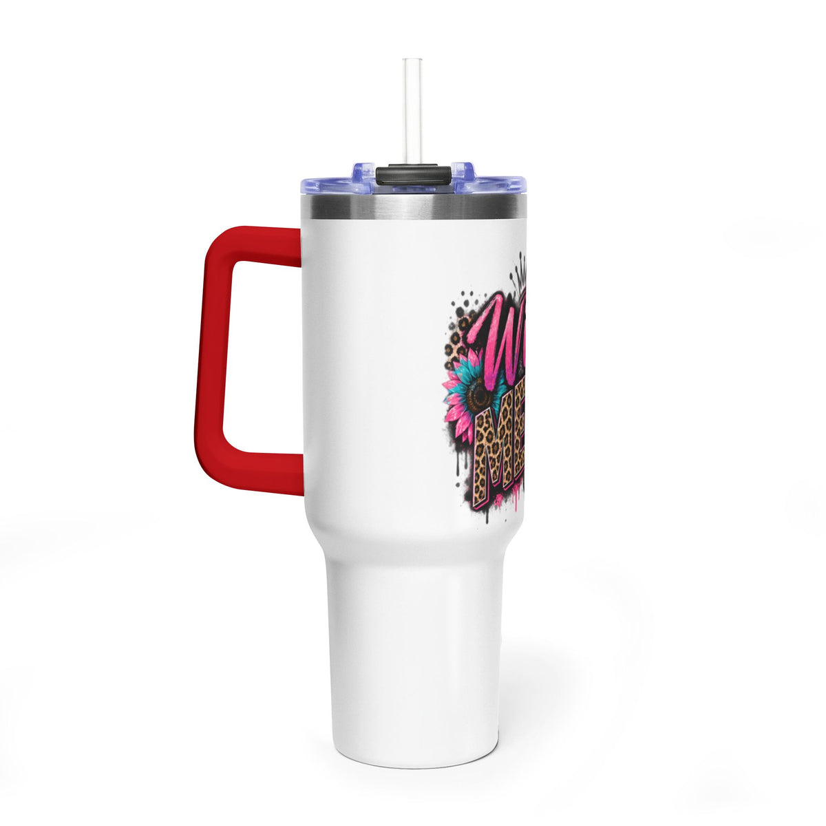 40oz Tumbler - "Wild Mom" Leopard Print Thermal Travel Cup