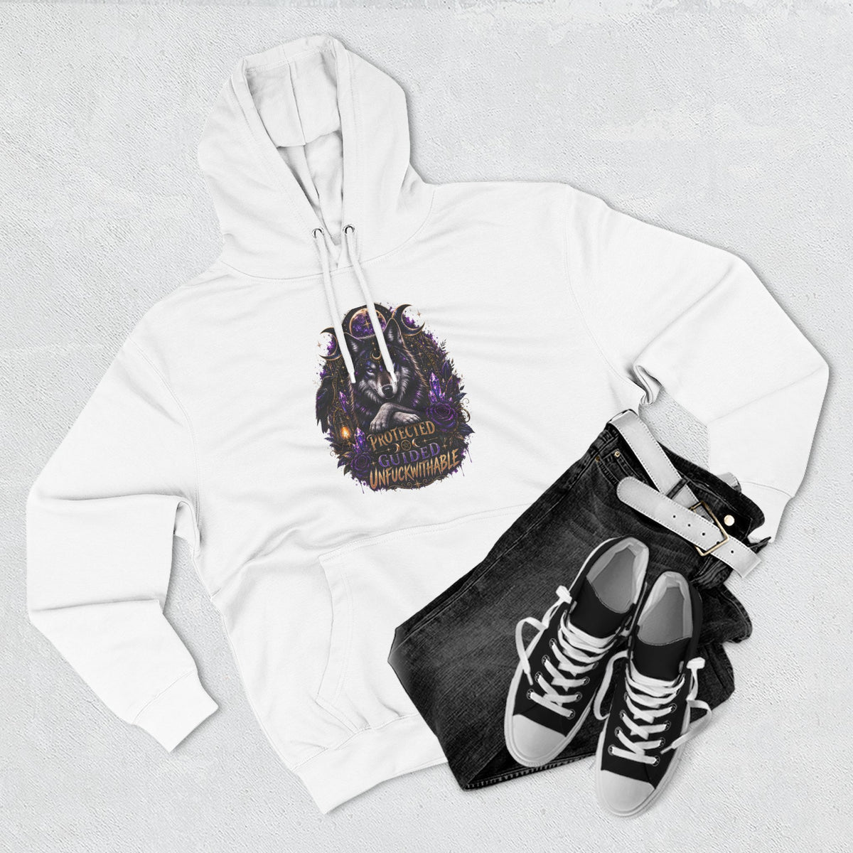 Guided, Protected Unfuckwithable Wolf Hoodie- Occult Graphic