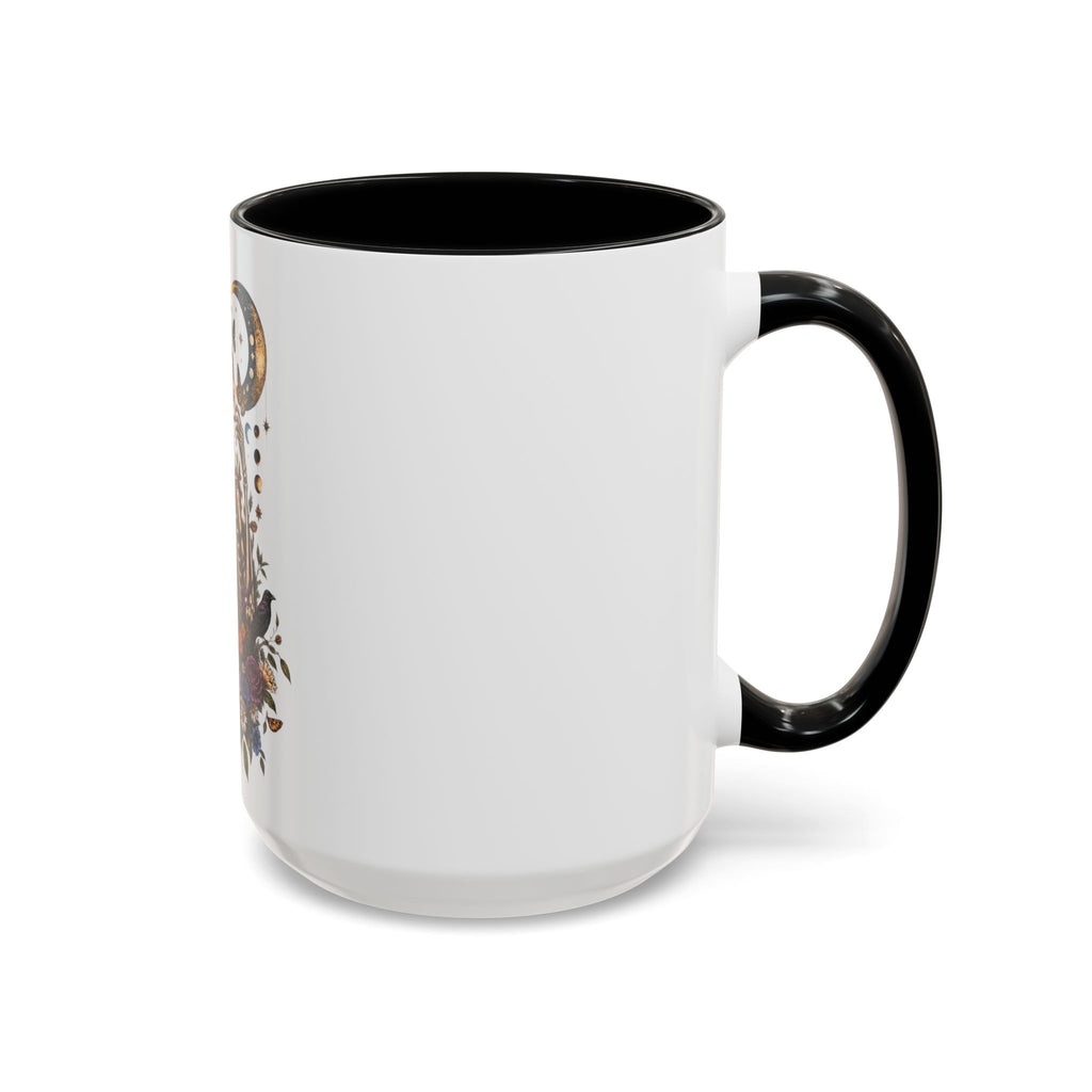 Skull & Moon Floral Coffee Mug — Gothic Botanical Accent Mug