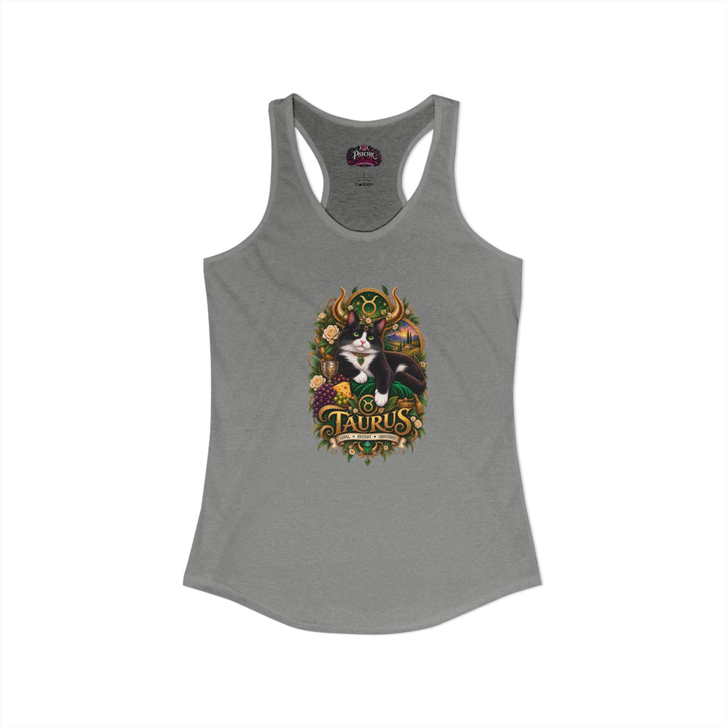Taurus Tuxedo Cat Zodiac Tank- Celestial Astrology Cat Lover Tank