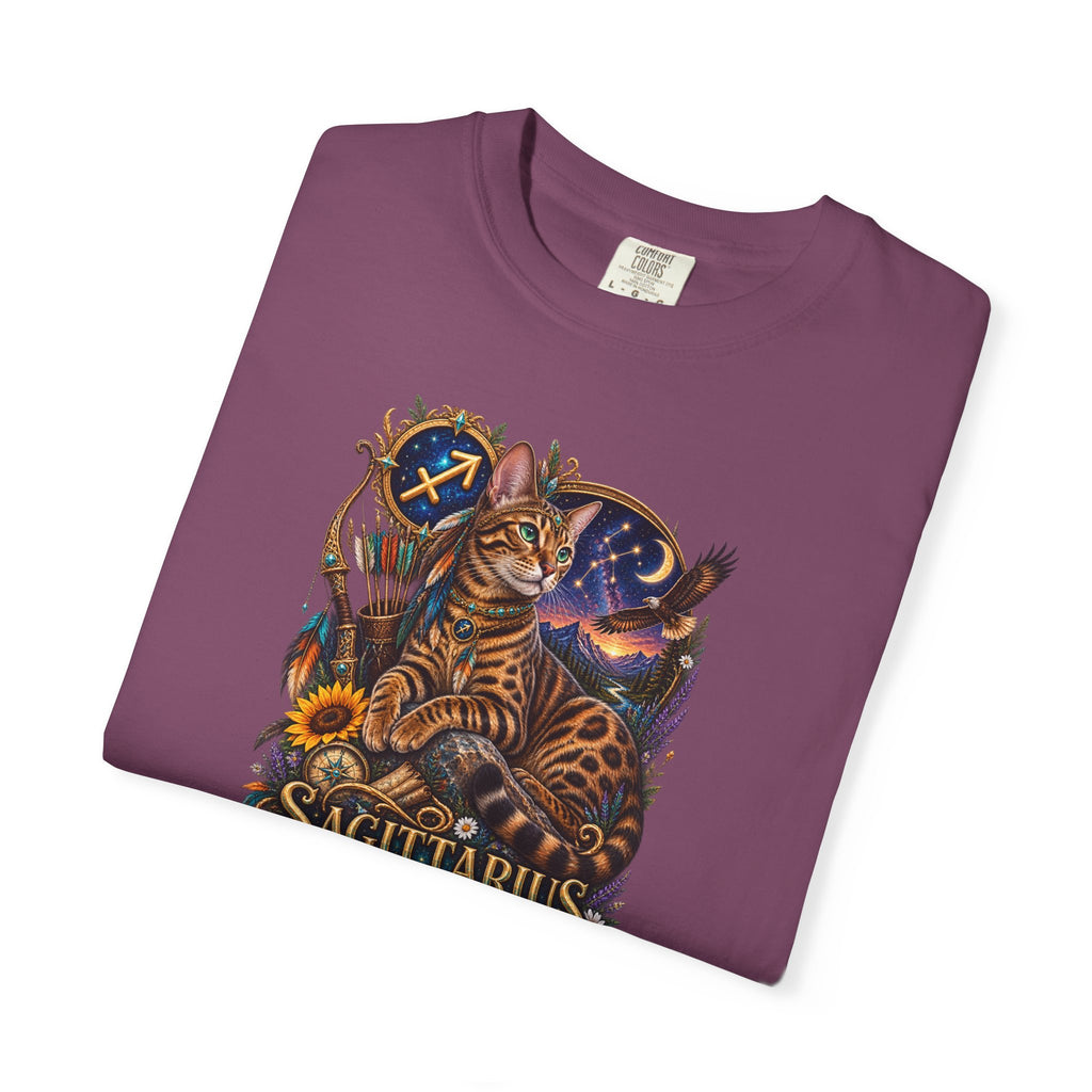 Sagittarius Zodiac Bengal Cat T-Shirt — Astrological Archer Horoscope Tee