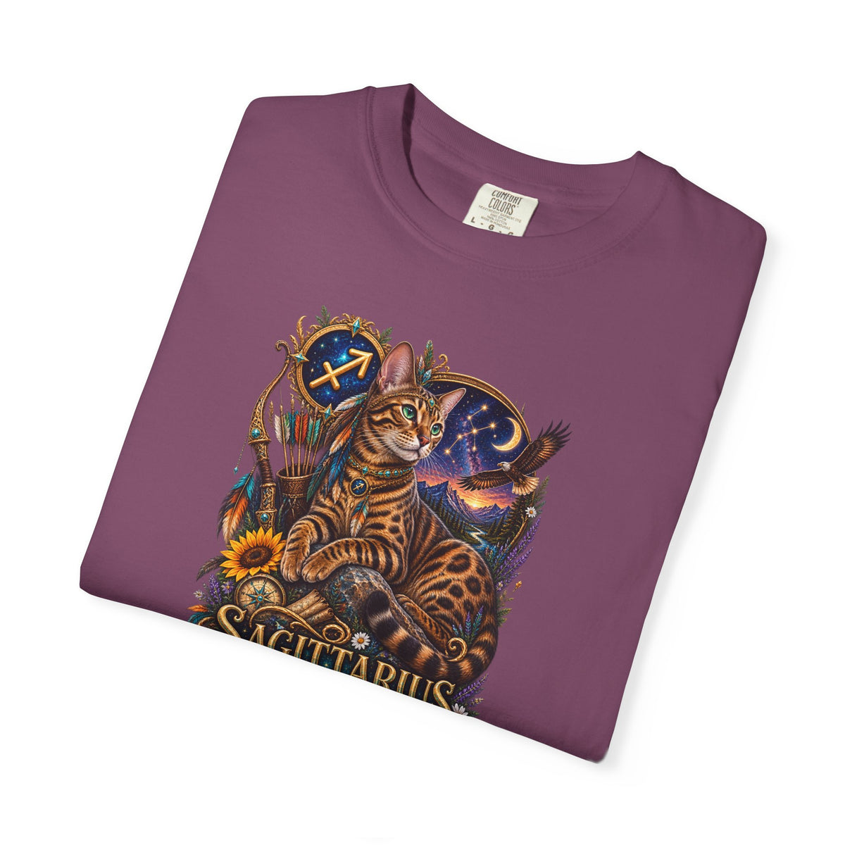 Sagittarius Zodiac Bengal Cat T-Shirt — Astrological Archer Horoscope Tee