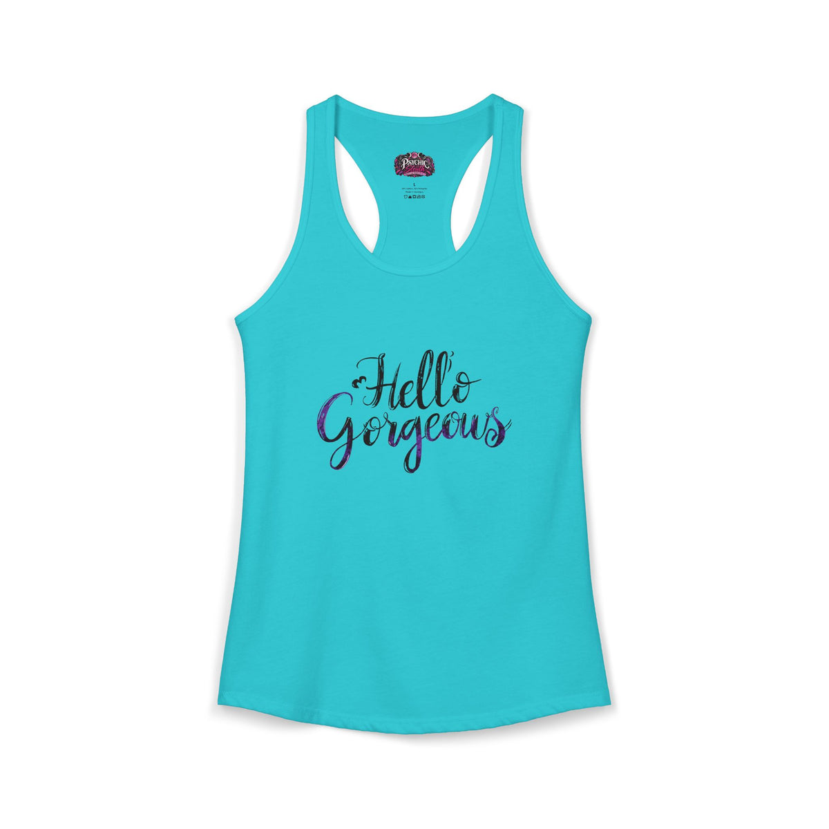 Hello Gorgeous Black and purple Racerback Tank