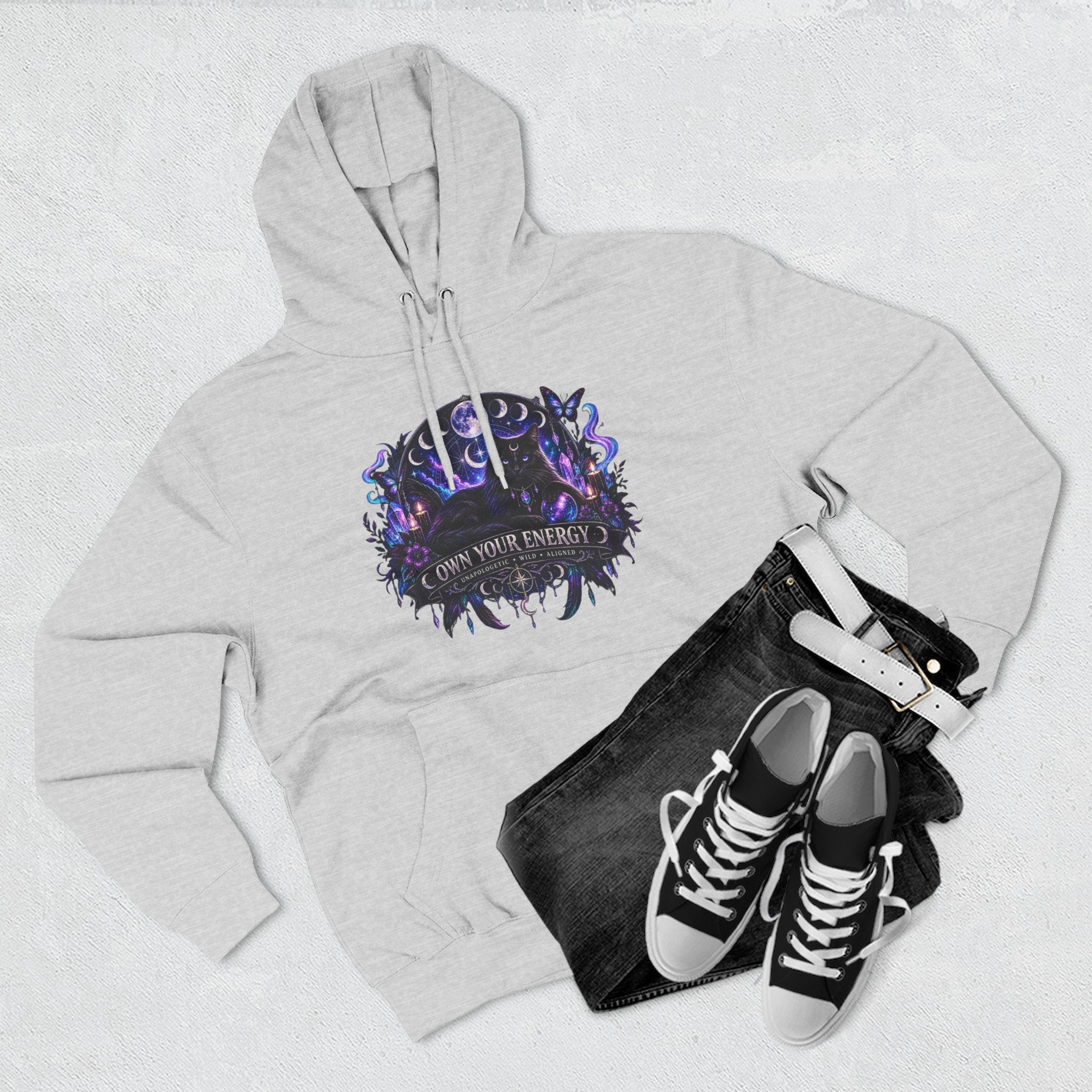 Mystical Black Cat Fleece Hoodie