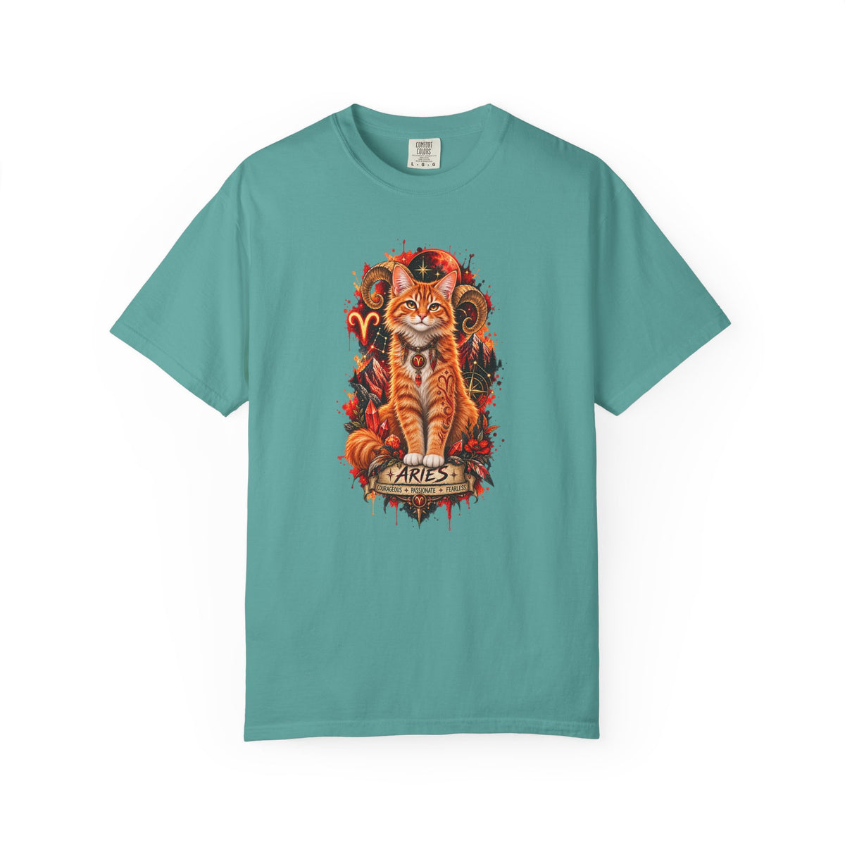 Aries Orange Tabby Cat Zodiac T-Shirt — Fiery Astrological Graphic Tee
