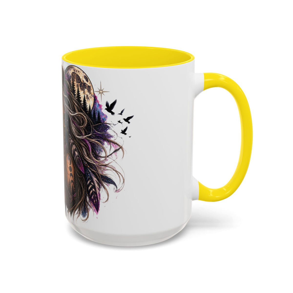 Feral Not Fragile Accent Coffee Mug — Wolf Goddess 11oz/15oz