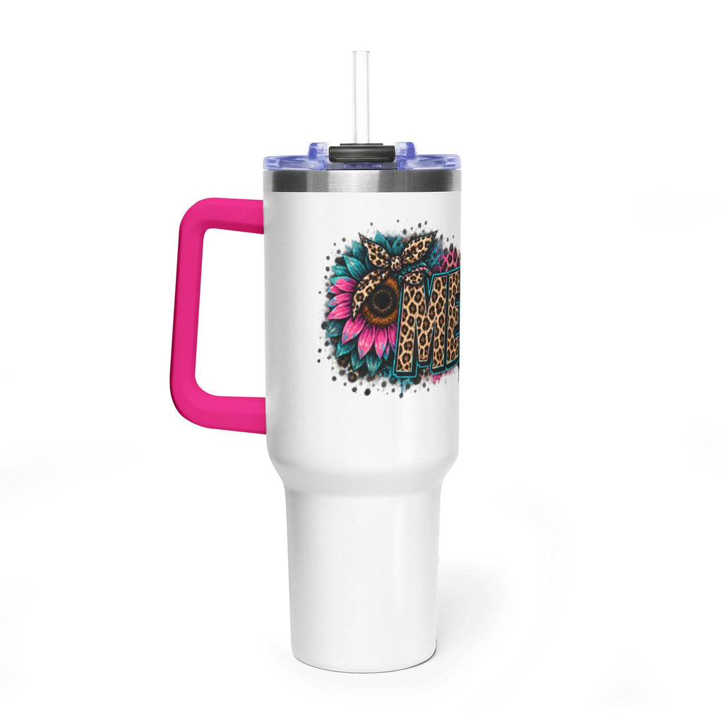 40oz Vacuum Tumbler — Mema Leopard Print Floral Design