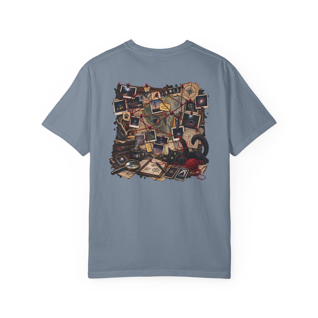 Mystery Evidence Board T-Shirt — Crime Scene Collage Graphic Tee