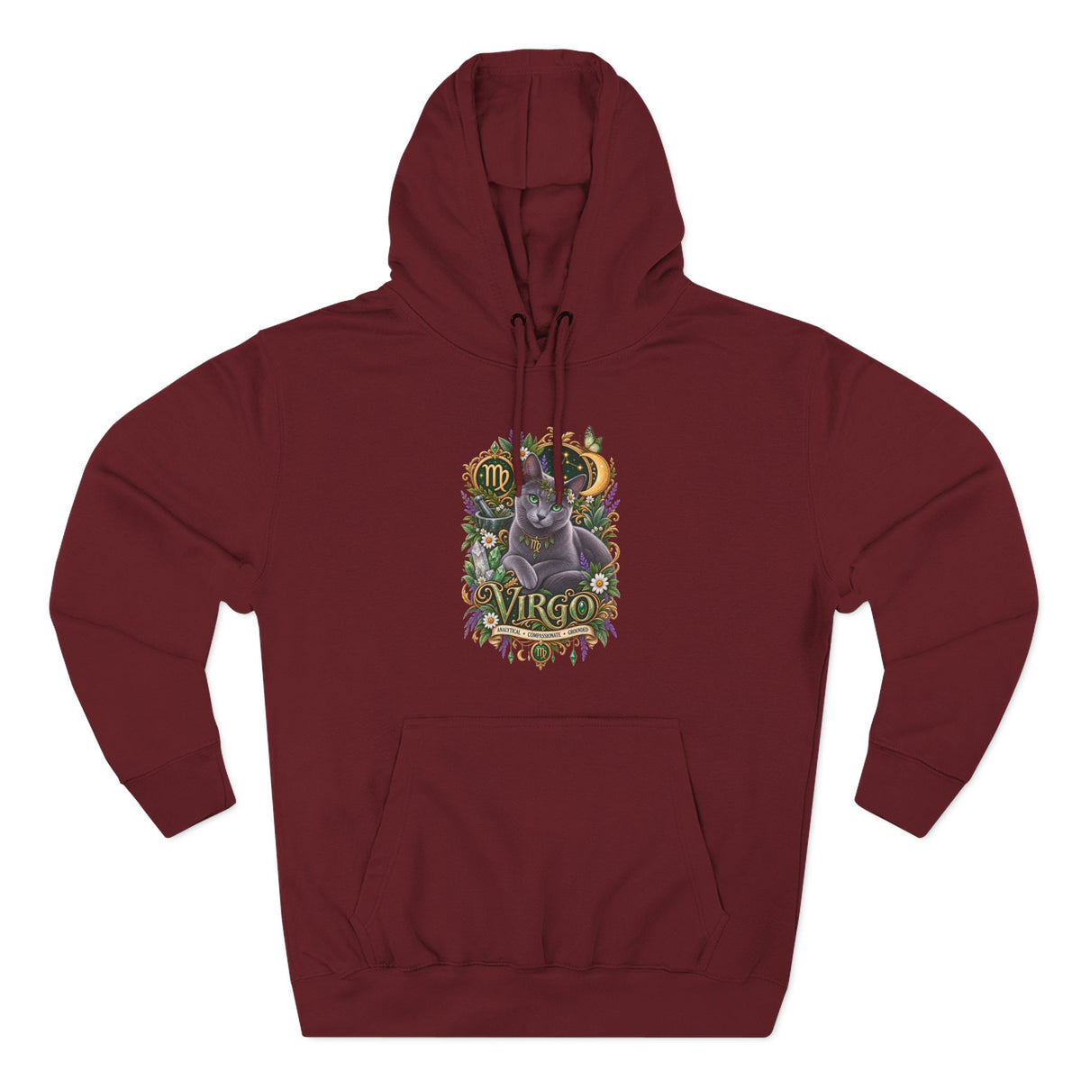 Virgo Russian Blue Cat Zodiac Hoodie — Astrological Virgo Horoscope Pullover