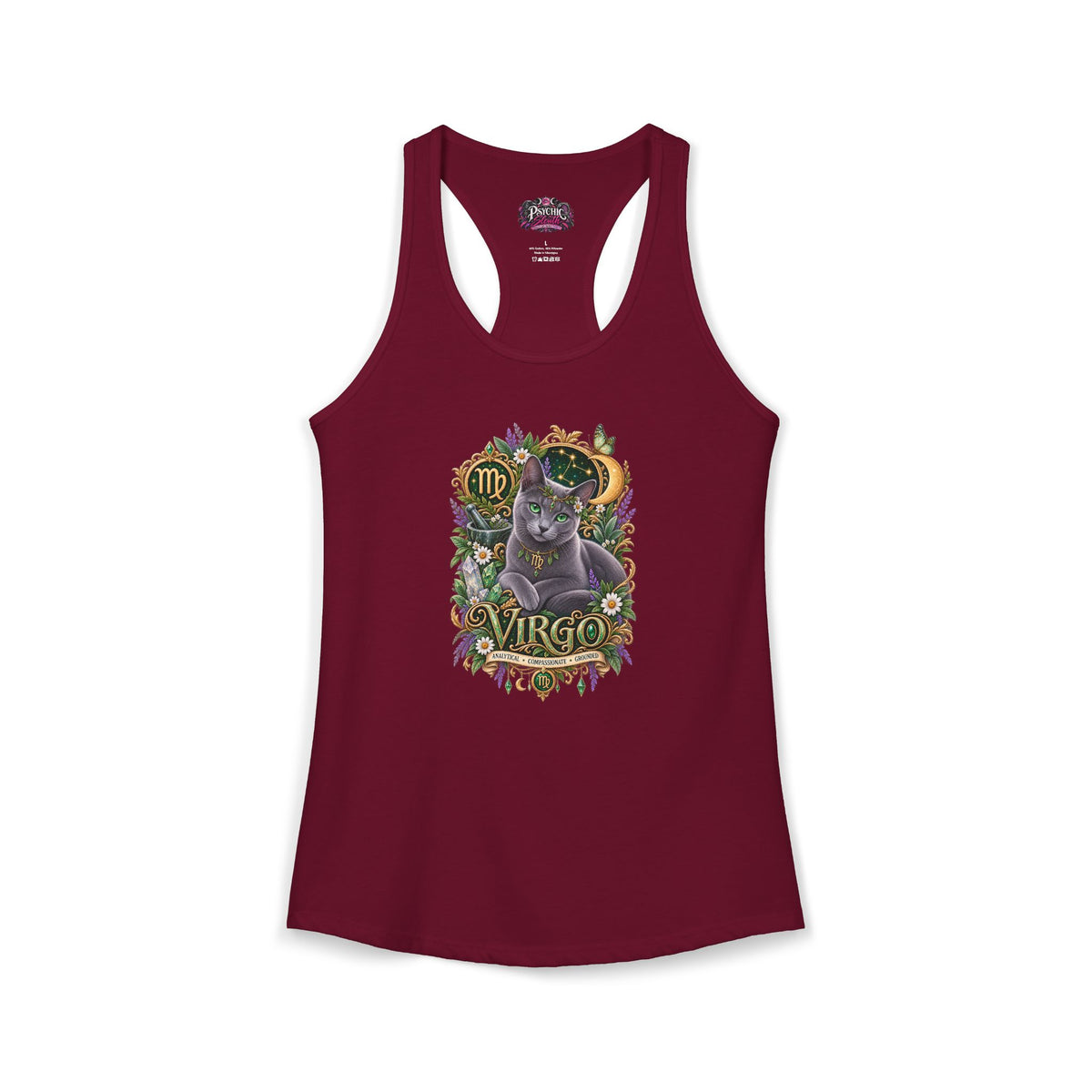 Virgo Russian Blue Zodiac Tank- Celestial Astrology Cat Lover Tank
