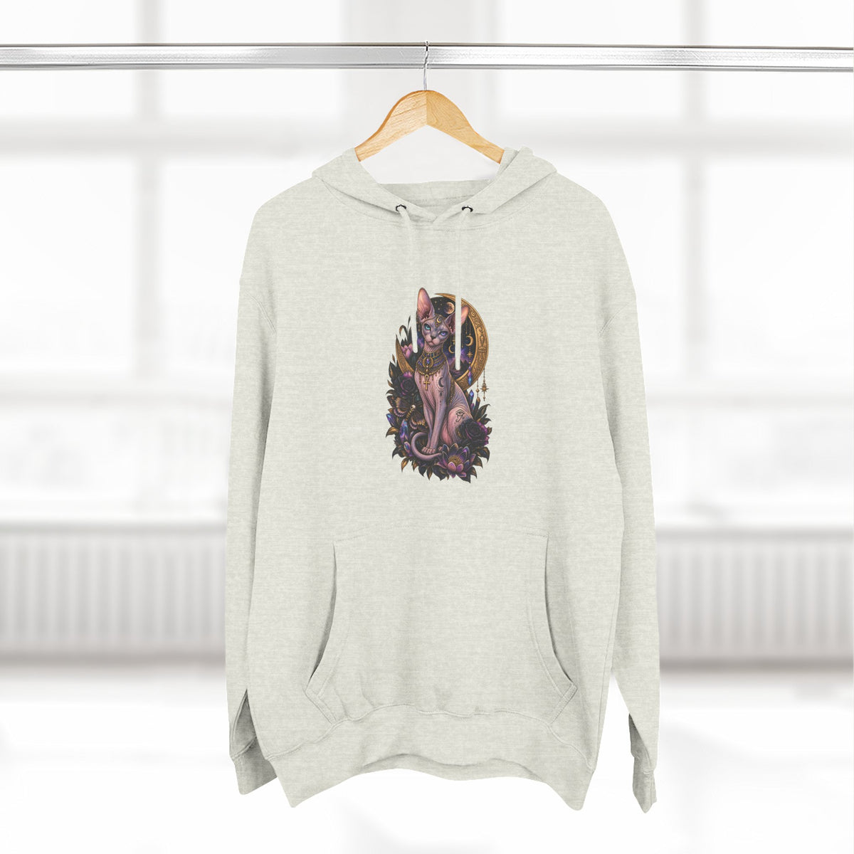 Mystic Moon Egyptian Sphynx Cat Hoodie — Gothic Feline Graphic Pullover