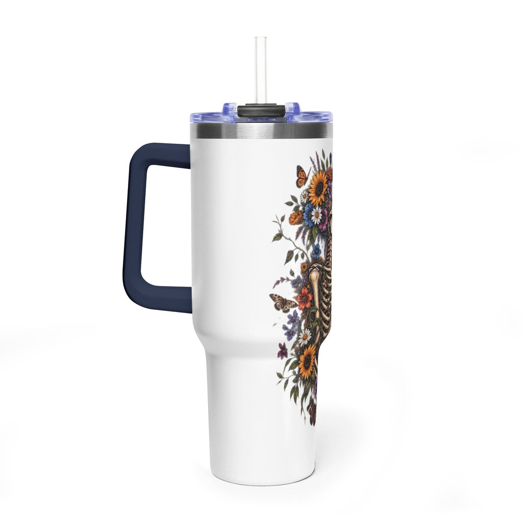40oz Floral Skeleton Tumbler – Insulated Vacuum Travel Mug
