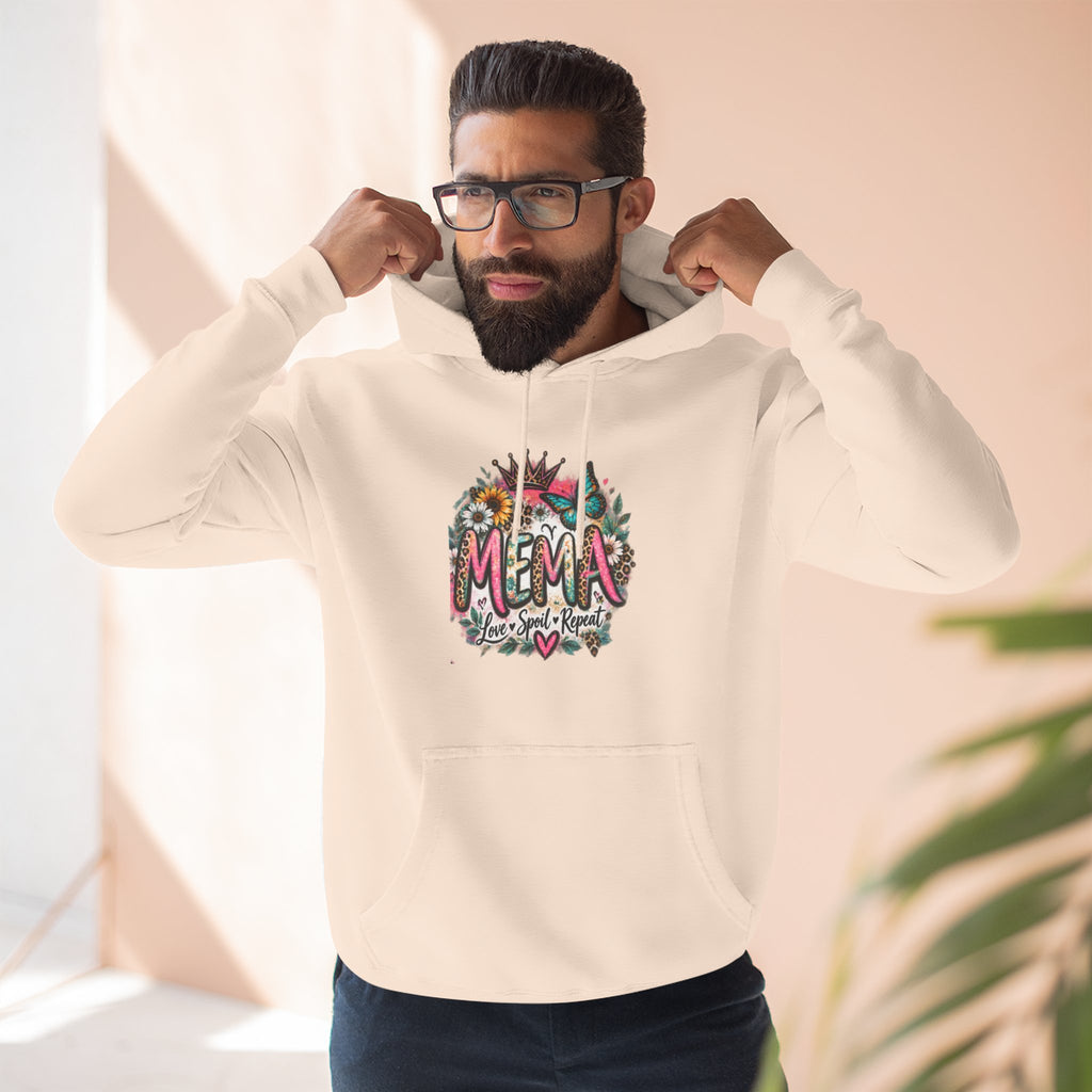 Mema Floral Hoodie — Cozy Fleece Pullover with Sunflower & Succulent Design