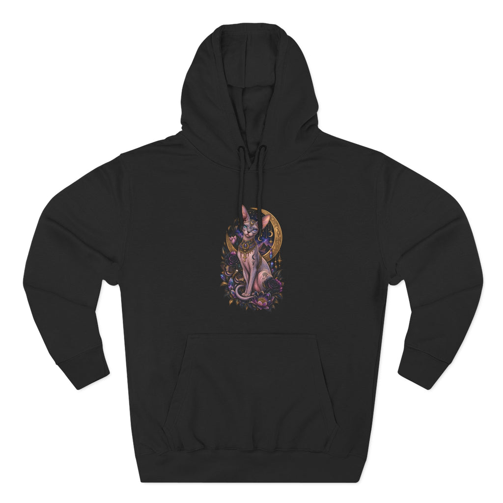Mystic Moon Egyptian Sphynx Cat Hoodie — Gothic Feline Graphic Pullover