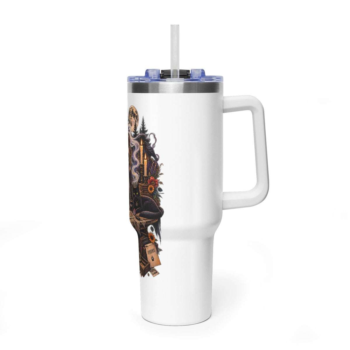 40oz Halloween Witch & Ghost Tumbler – Spooky Cottage Thermal Travel Mug