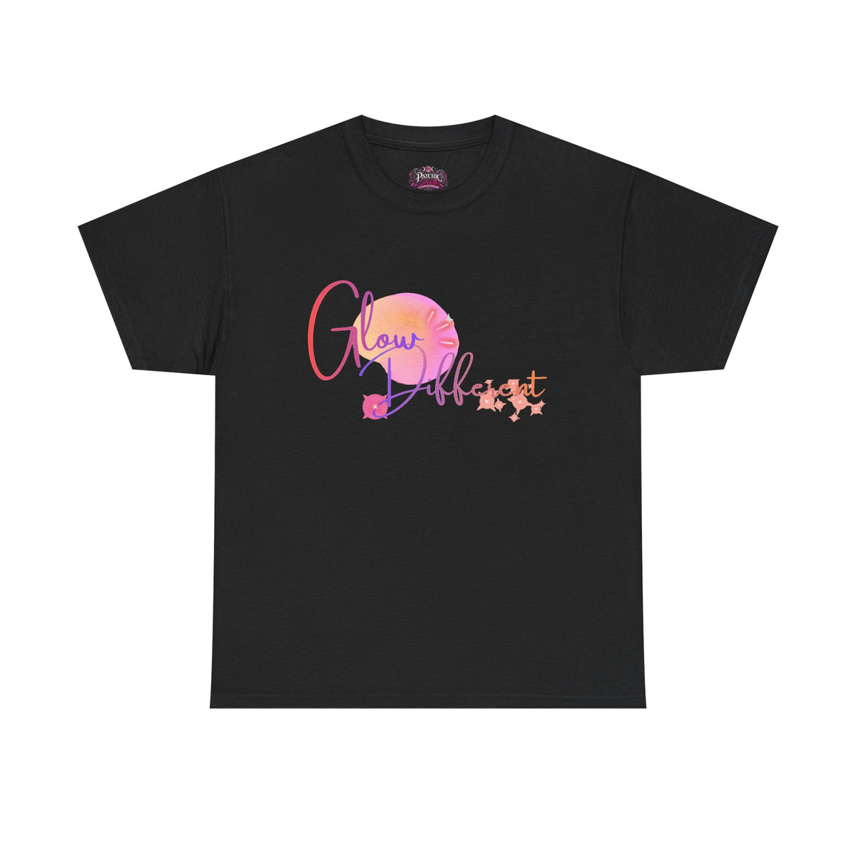 Glow Different Tee — Inspirational Pastel Script Graphic T-Shirt