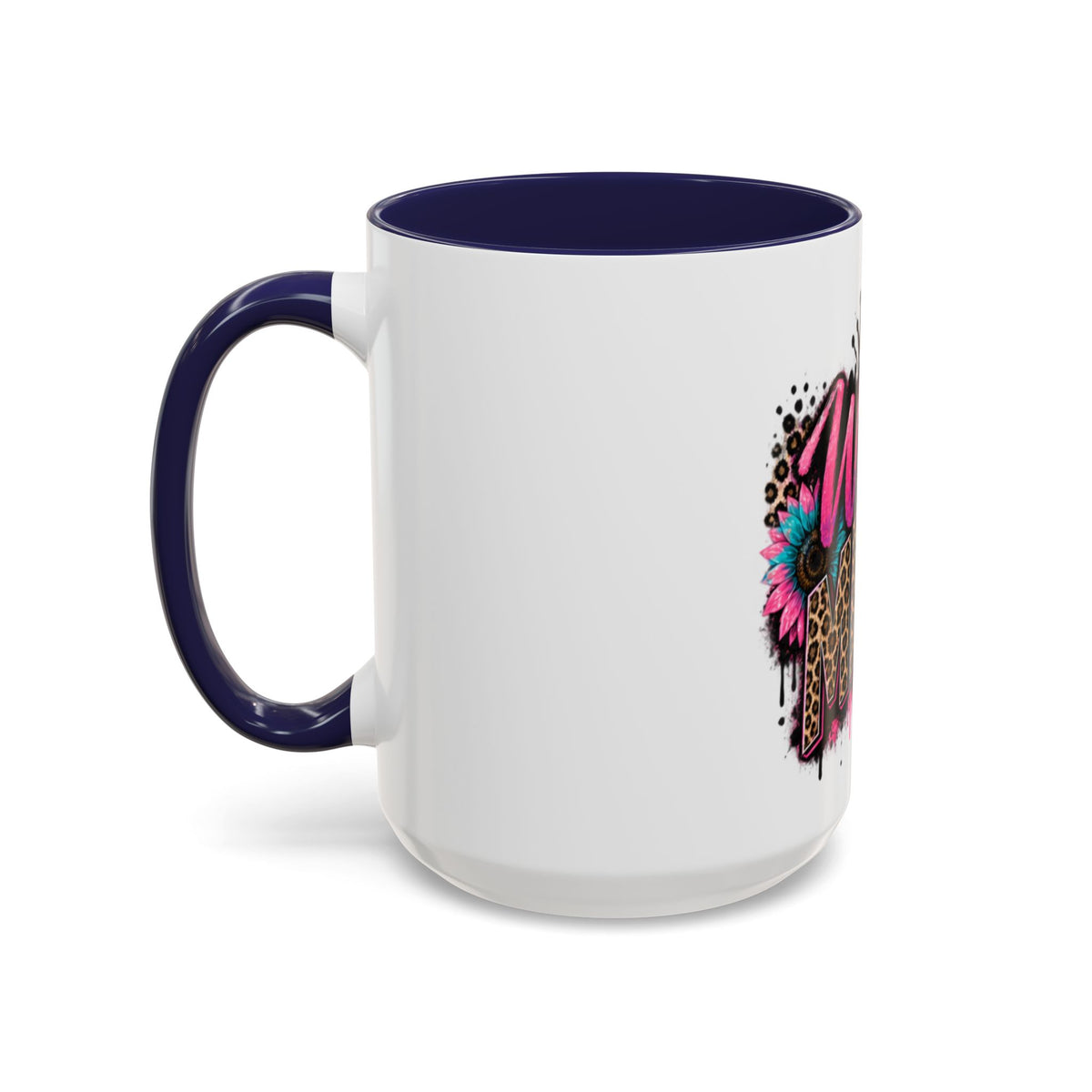 Wild Mama Leopard Accent Coffee Mug – Fun Mom Gift, Pink Crown Graphic (11/15 oz)
