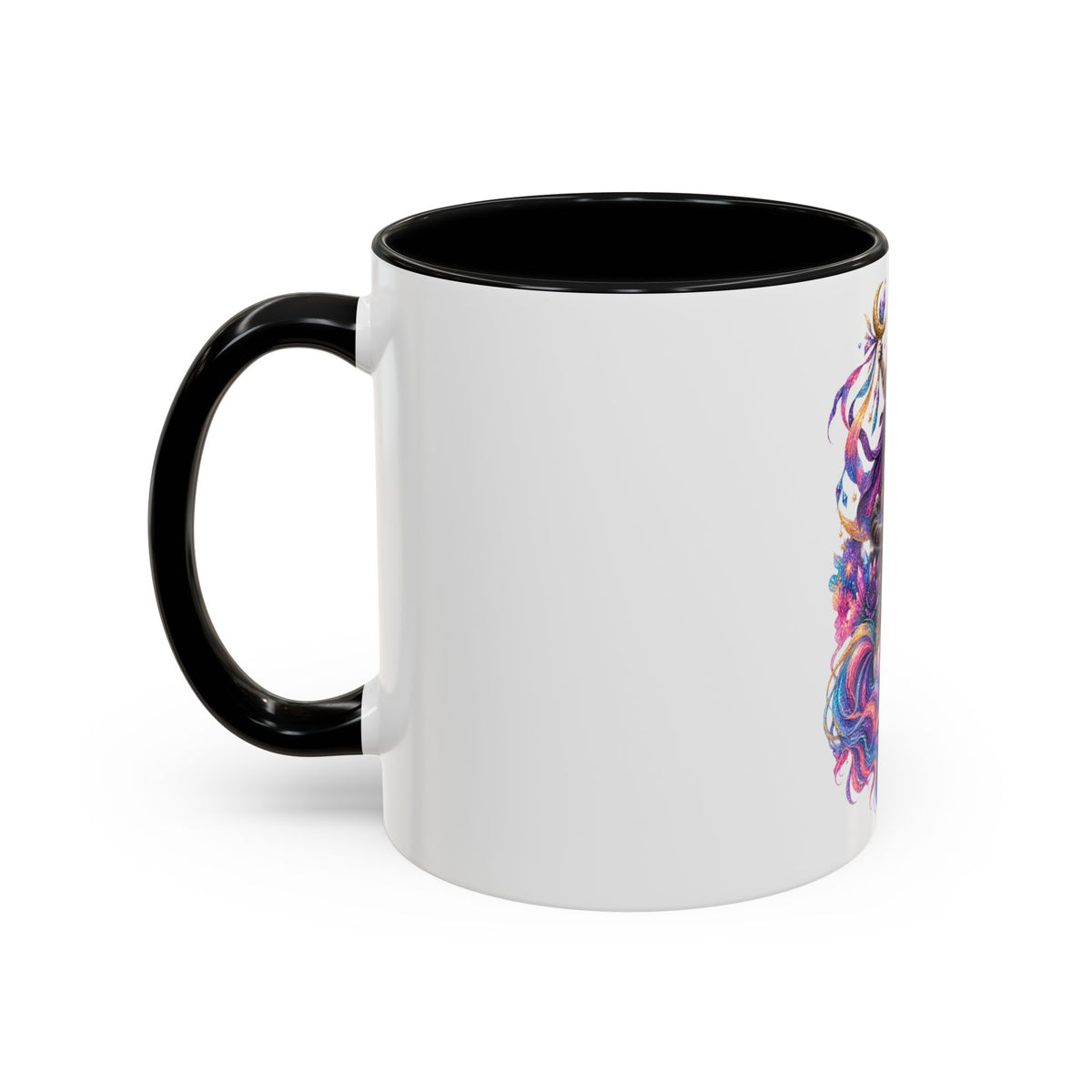 Magical Cat Knight on Unicorn Accent Coffee Mug — Colorful Fantasy 11/15oz