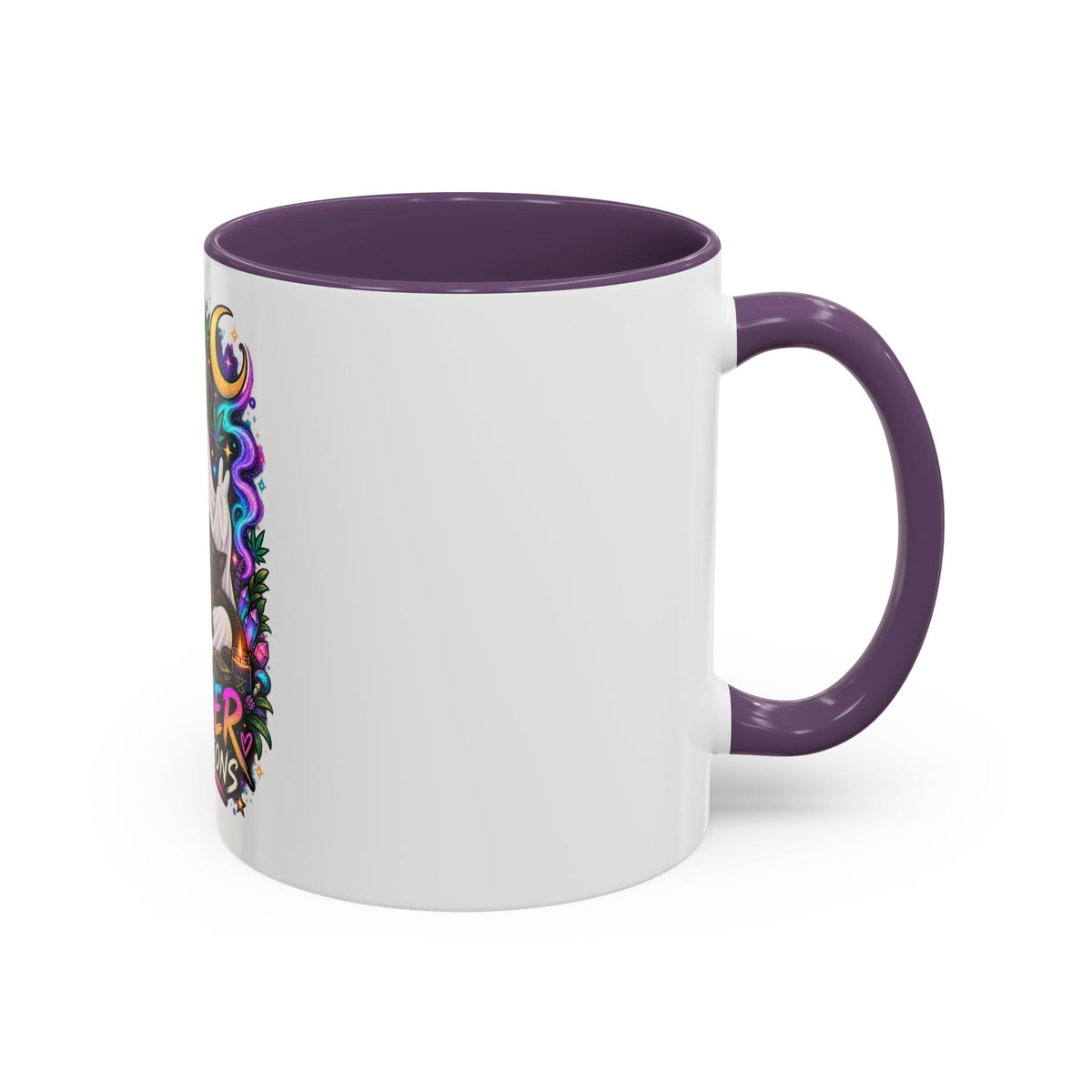 Higher Vibrations Coffee Mug — Cute Ghost & Cat Accent Mug (11/15 oz)
