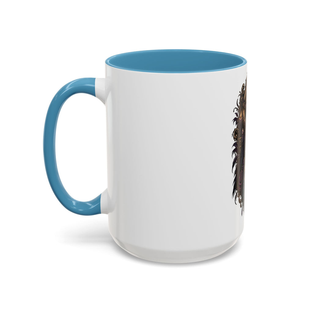 Gothic Raven & Skull Accent Coffee Mug — Dark Floral Occult Tea Cup