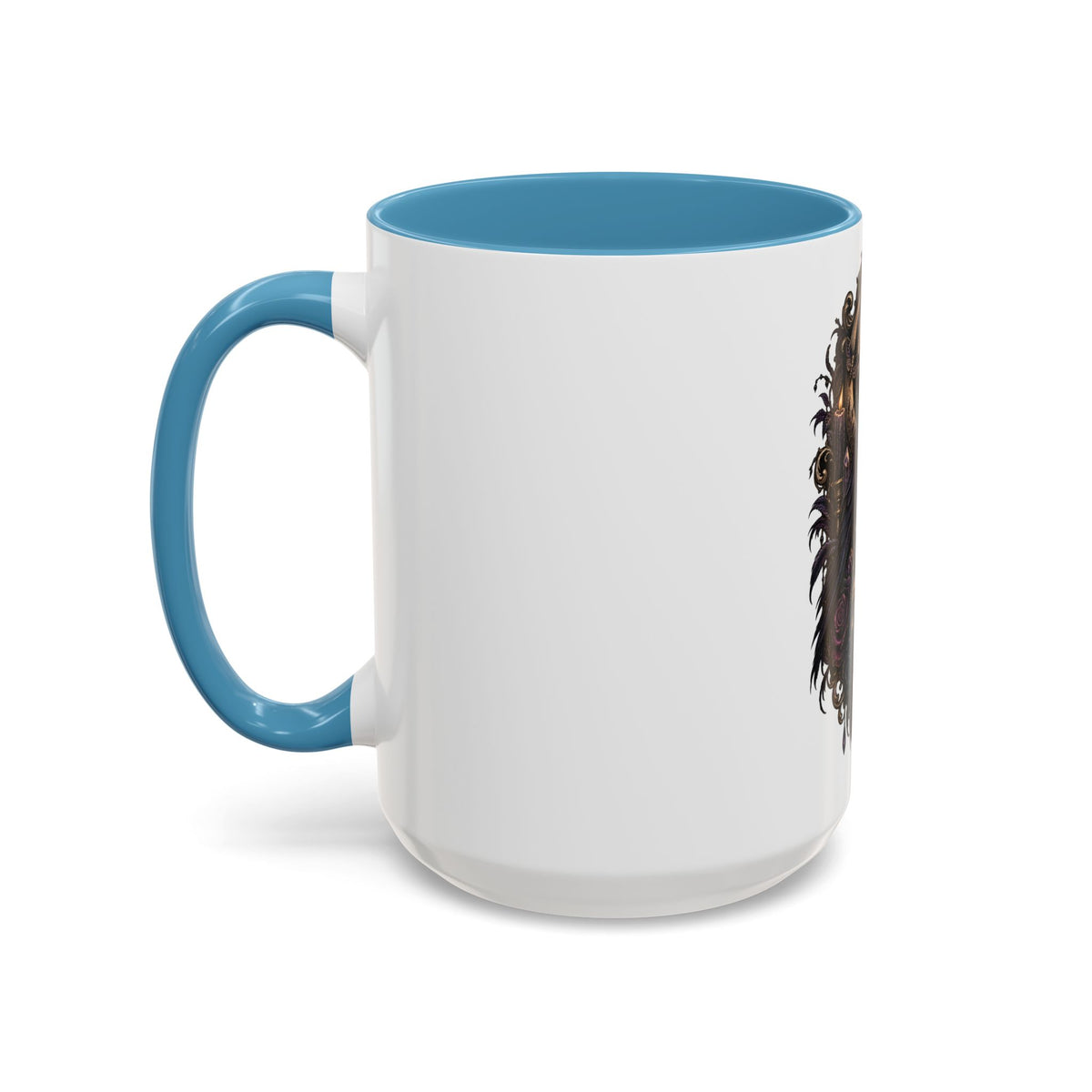 Gothic Raven & Skull Accent Coffee Mug — Dark Floral Occult Tea Cup