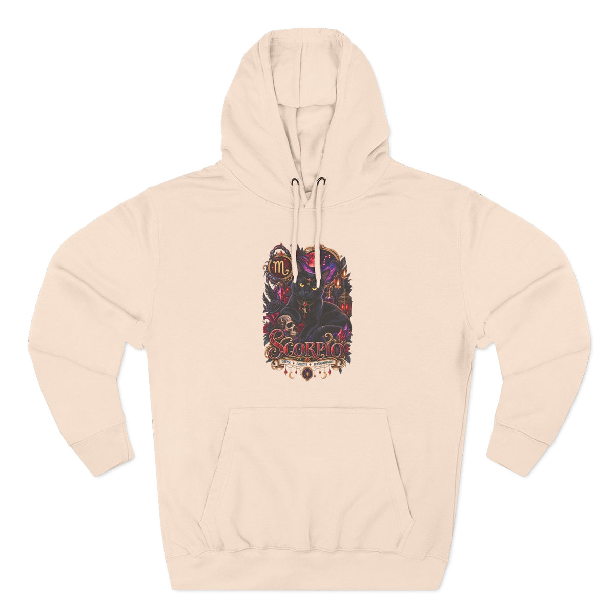 Scorpio Bombay Black Cat Floral Zodiac Hoodie — Intricate Scorpion Zodiac Sign