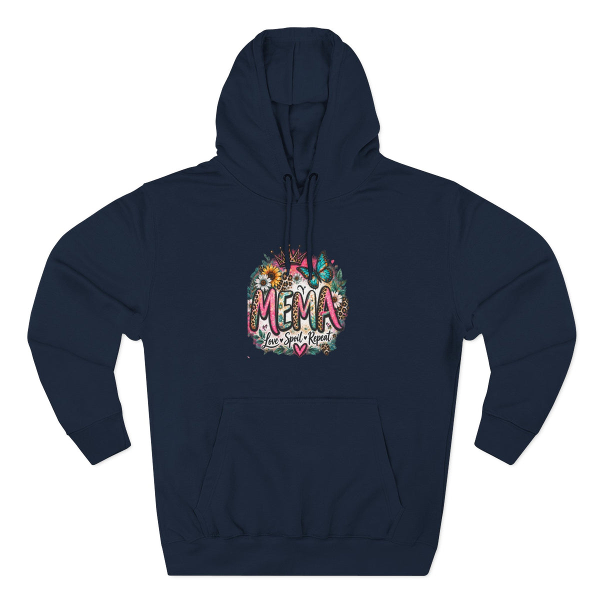 Mema Floral Hoodie — Cozy Fleece Pullover with Sunflower & Succulent Design