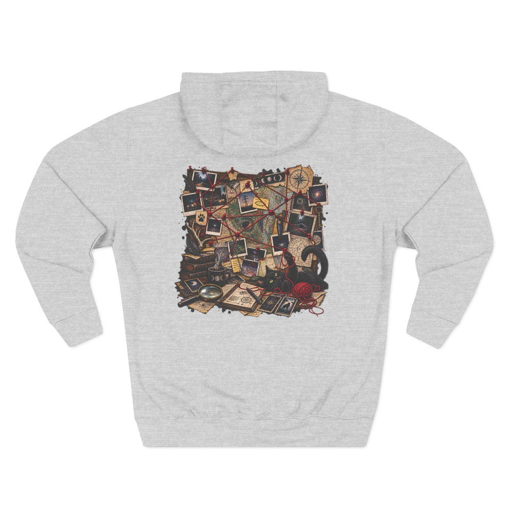 Detective Collage Hoodie — Vintage Mystery Photos & Magnifying Glass Graphic