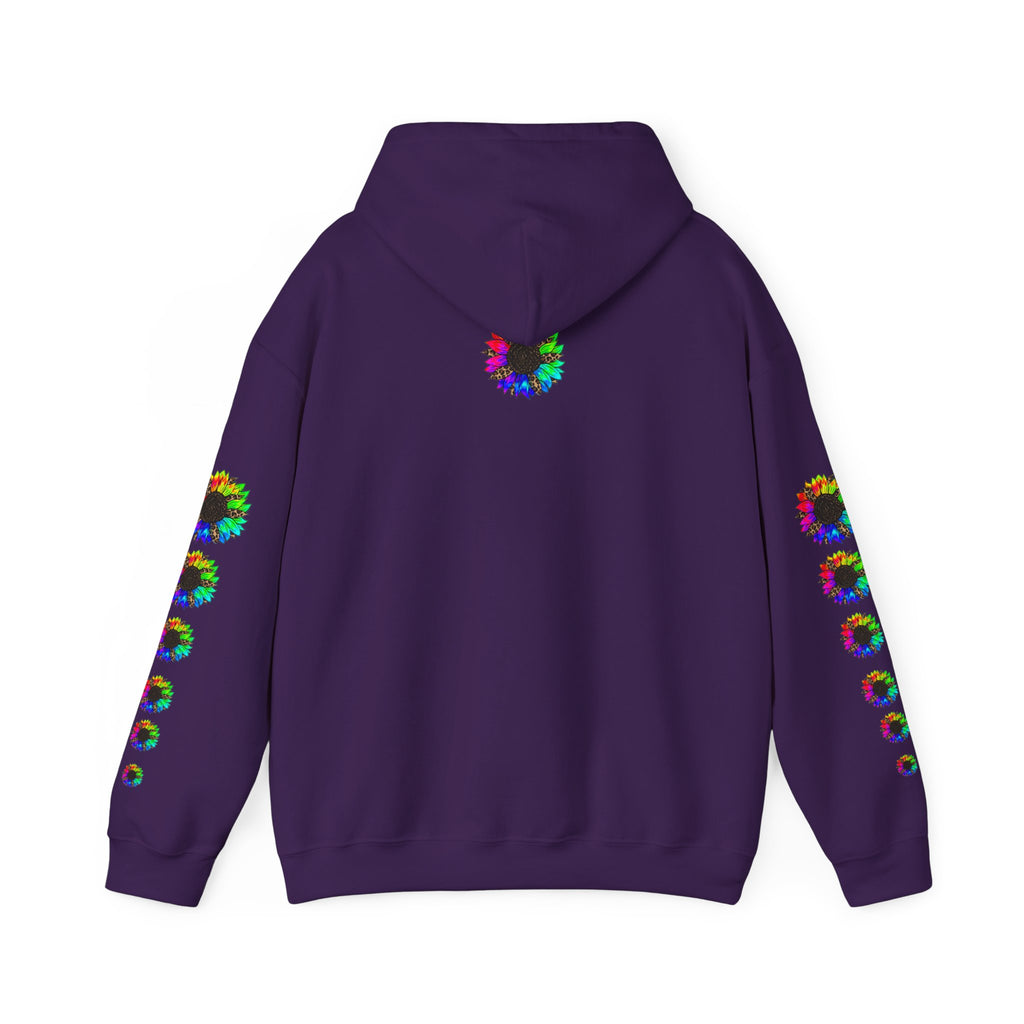 Inspirational Floral Hoodie – "Your Smile is Kind & Beautiful" Rainbow Sunflower Cozy Pullover