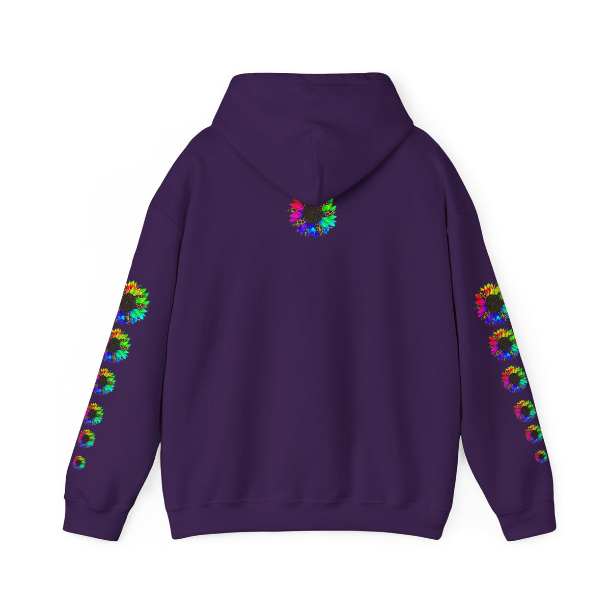 Inspirational Floral Hoodie – "Your Smile is Kind & Beautiful" Rainbow Sunflower Cozy Pullover
